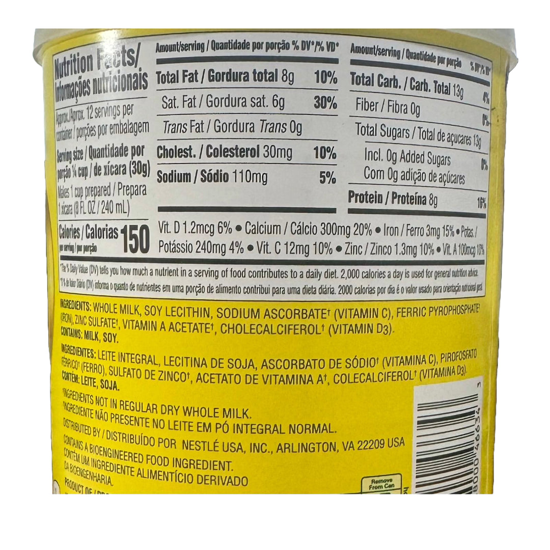 Ninho - Dry Whole Milk - 12.6 Oz  | Leite Em Pó Integral com Vitaminas e Minerais - 360g