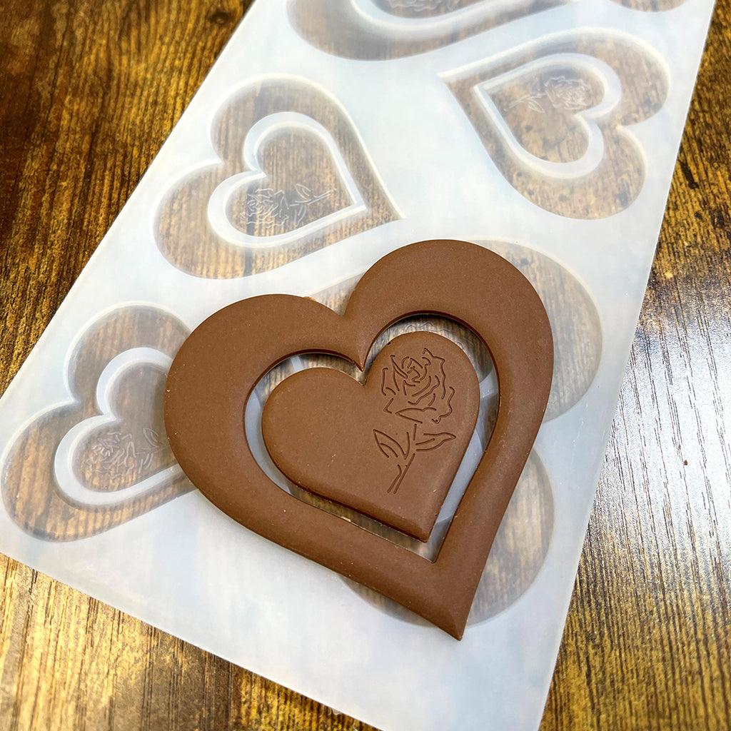 Chocolate Decor Silicone Mold - Heart with Flower - ViaCheff.com