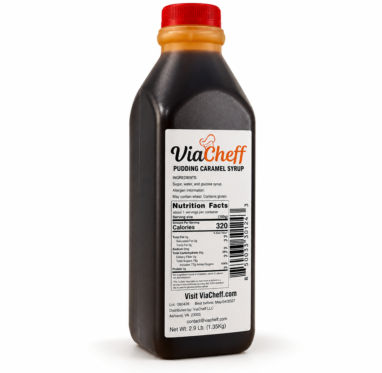 Salsa de Caramelo para Pudín ViaCheff – Auténtica salsa de caramelo brasileña para pudines y flanes – Lista para usar – 2,98 lb (1,35 kg)