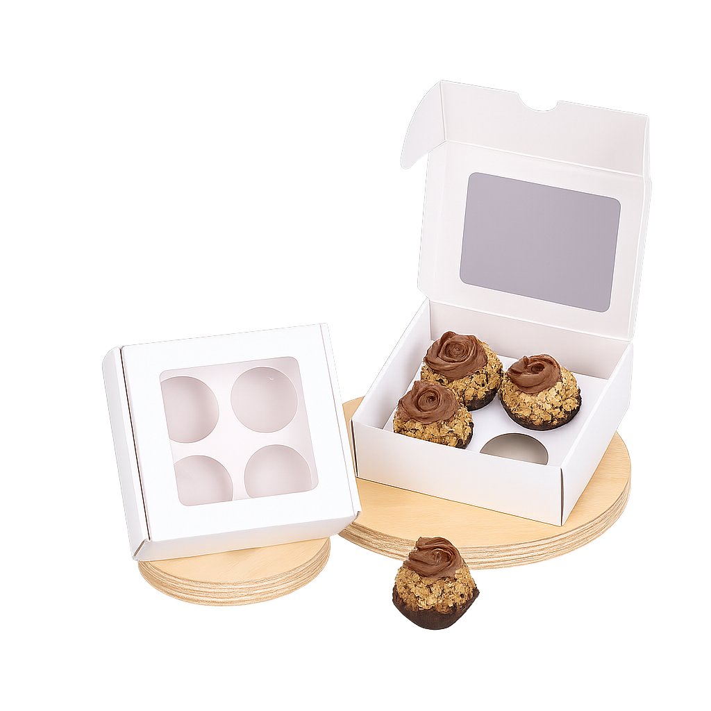 Caixa para 4 doces com bandeja removível – Pacote com 25 unidades