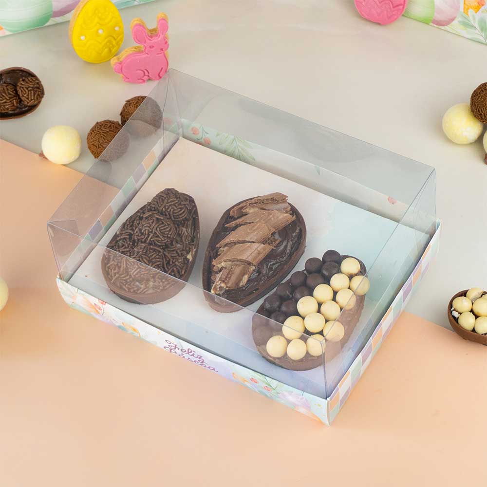 Box for Half Stuffed Easter Eggs with Clear Lid for 150g shells TERNURA Line - 10 Pack