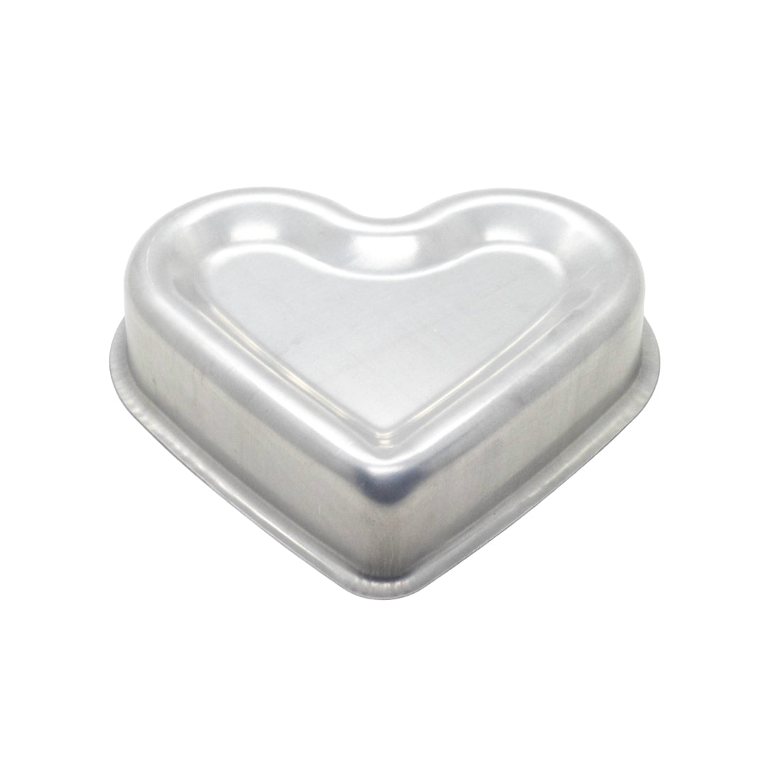 Molde para tartas pequeño de aluminio con diseño de corazón, 16 x 19 x 4,5 cm (largo x ancho x alto)