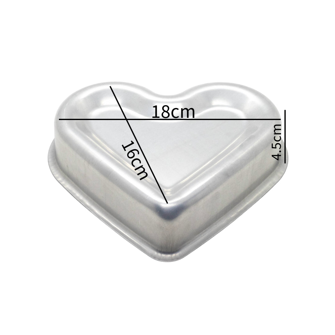 Molde para tartas pequeño de aluminio con diseño de corazón, 16 x 19 x 4,5 cm (largo x ancho x alto)