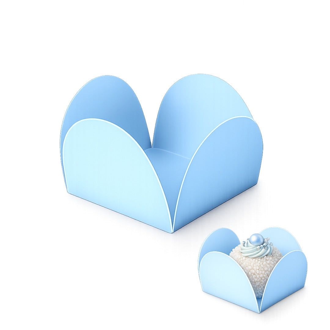 Plain Light Blue Mini Dessert Liners - 50 count