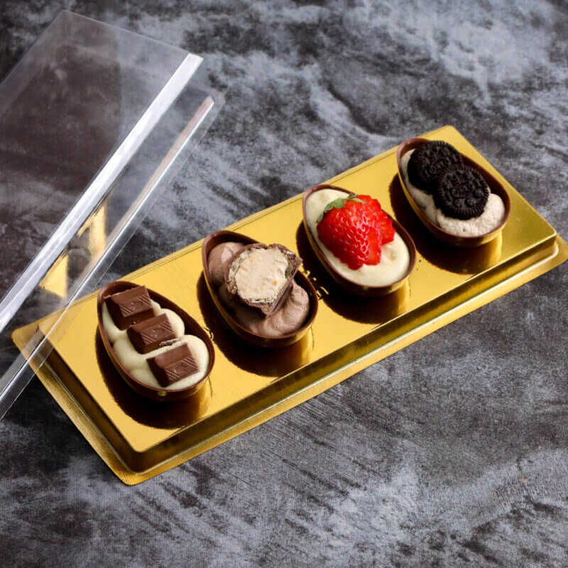 4 Cavities Clear/Gold Easter 50g Egg Shell Case w/ Lid (10 count) BWB