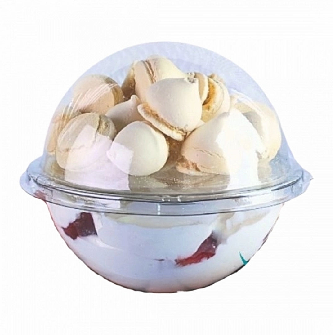 12cm Spherical Container for Desserts (3-Pck) Clear W/ DIVIDER