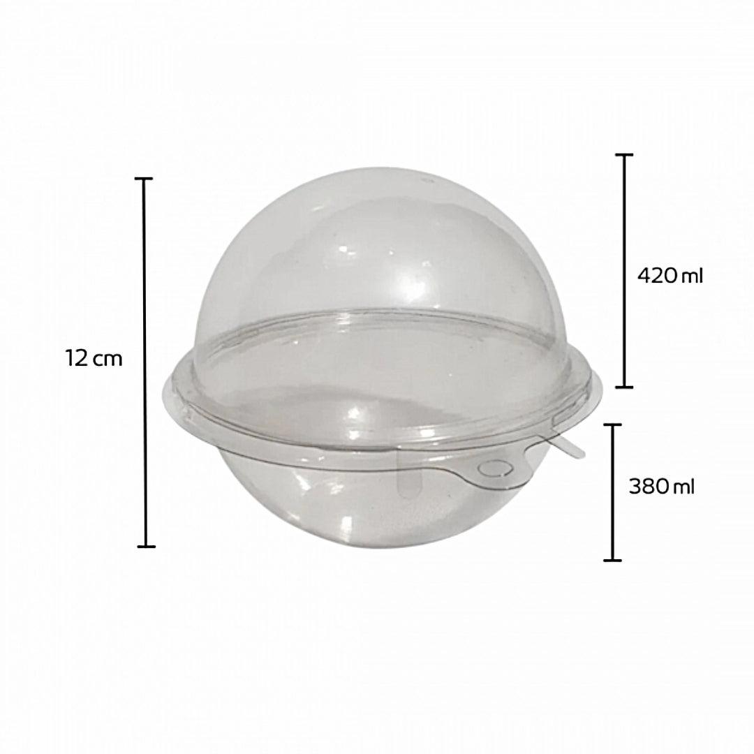 12cm Spherical Container for Desserts (3-Pck) Clear W/ DIVIDER ...