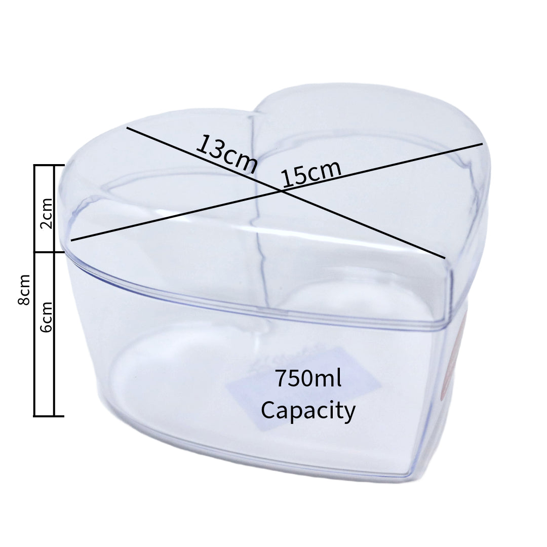 Crystal Heart Plastic Cake Box 750ml Capacity