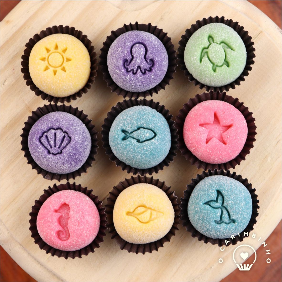 "Sea Creatures" Embossing Candy Stamp Set  (12 pieces) Fundo do Mar