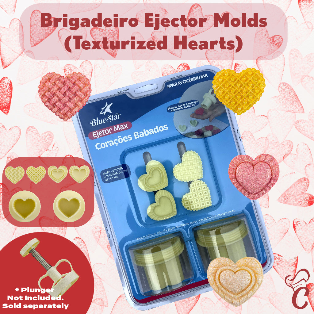 Brigadeiro Ejector Molds 4 designs Set (Texturized Hearts) BlueStar