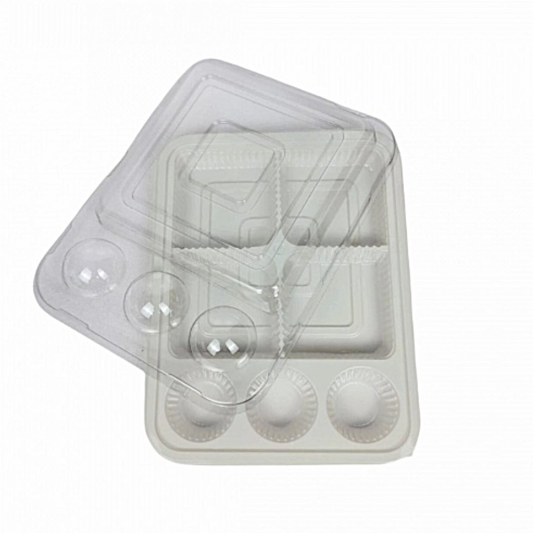 Container for 4 Slice Brownies and 3 candies (5-Pack) White