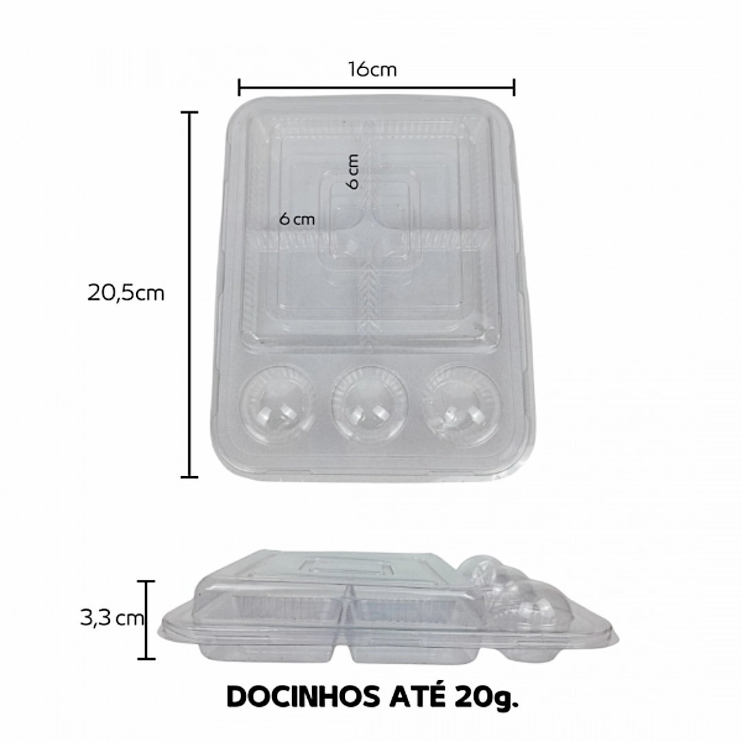 Container for 4 Slice Brownies and 3 candies (5-Pack) White