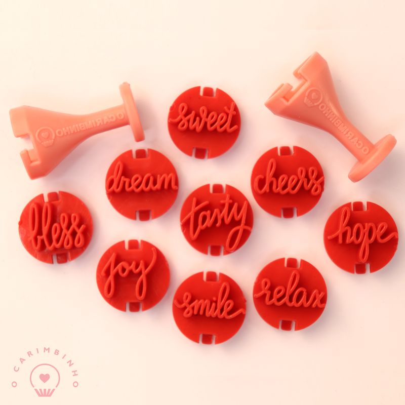 "Words in English" Embossing Candy Stamp Set  (11 pieces) Palavras em Ingles