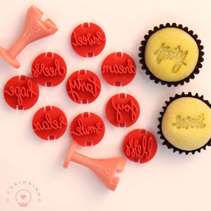 "Words in English" Embossing Candy Stamp Set  (11 pieces) Palavras em Ingles