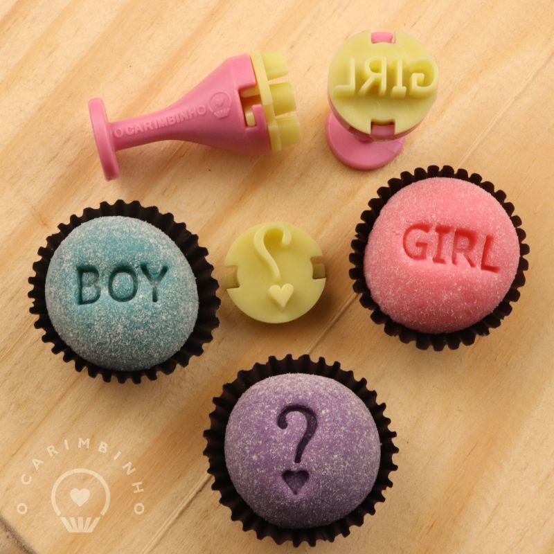 "Gender Reveal" Embossing Candy Stamp Set  (4 pieces) Cha Revelacao