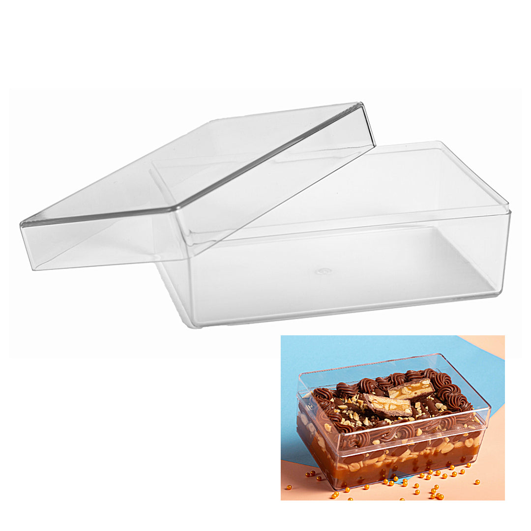 Caja de plástico para tartas rectangular de cristal de 11,5 x 19,5 x 7,5 (cm)