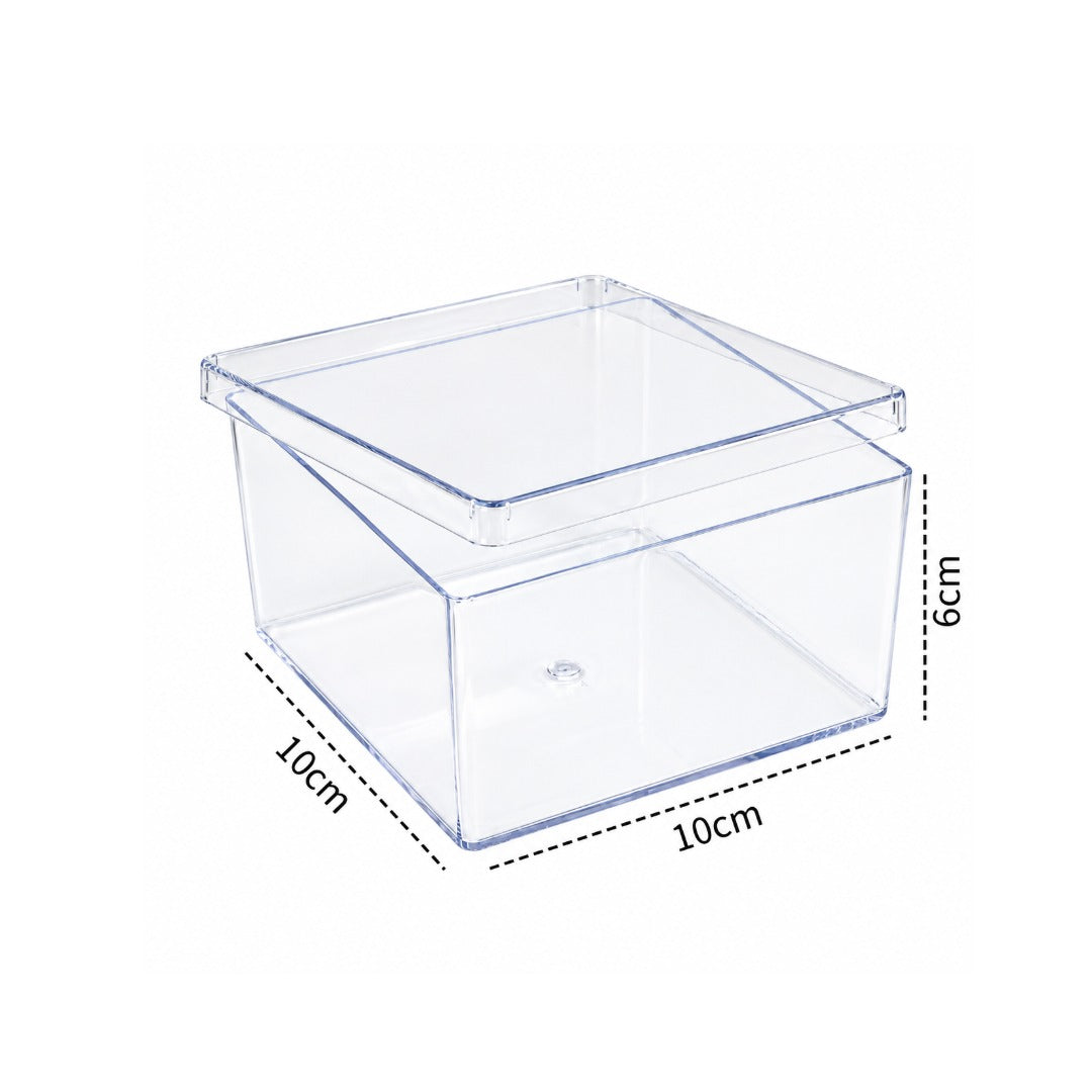 Caja cuadrada de plástico cristalino para pasteles – 500 ml | 10 × 10 × 6 cm (3.94 × 3.94 × 2.36 pulgadas)