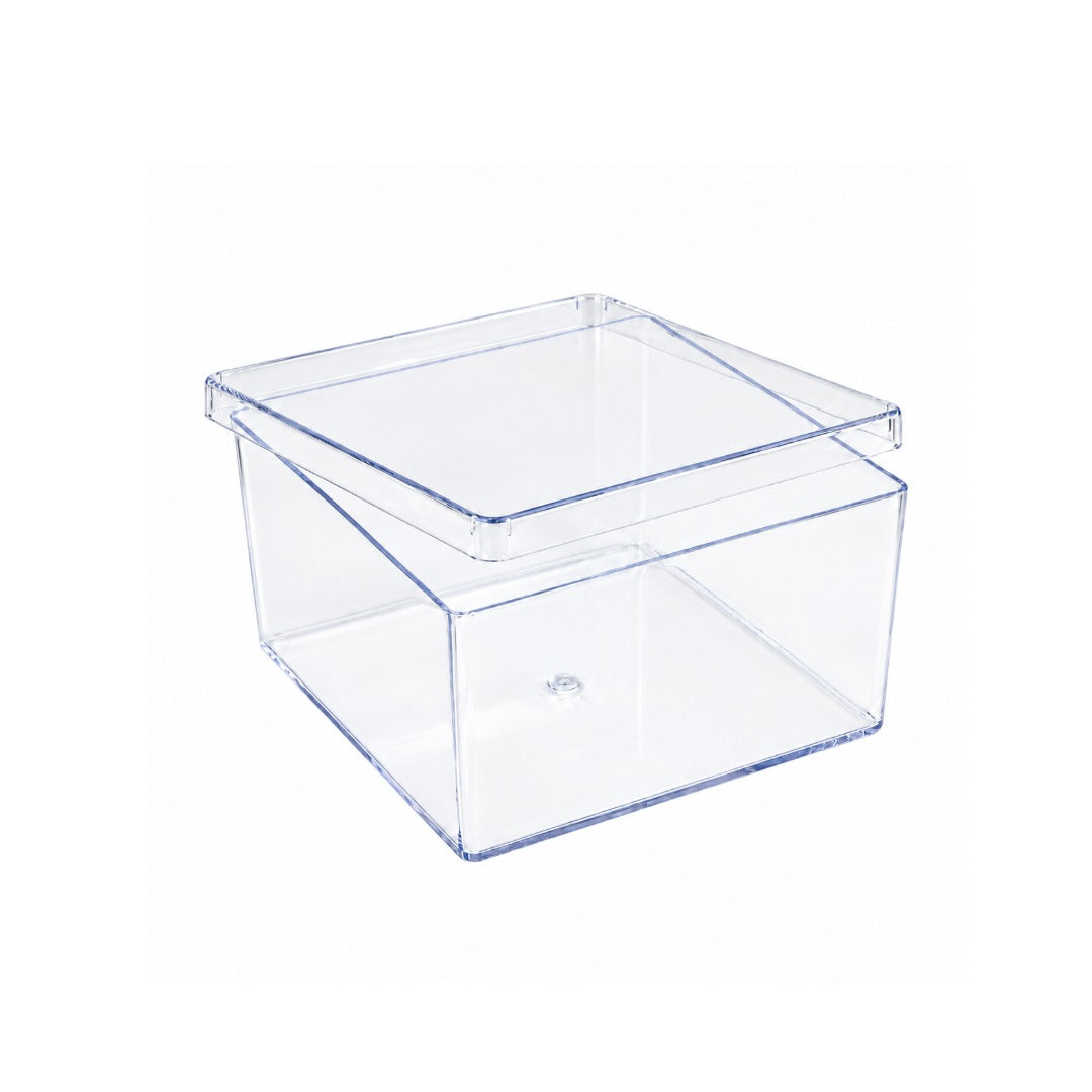 Caja cuadrada de plástico cristalino para pasteles – 500 ml | 10 × 10 × 6 cm (3.94 × 3.94 × 2.36 pulgadas)