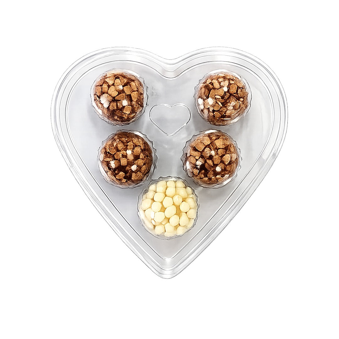 5 cavities Clear/Clear Heart Candy case (5 count)
