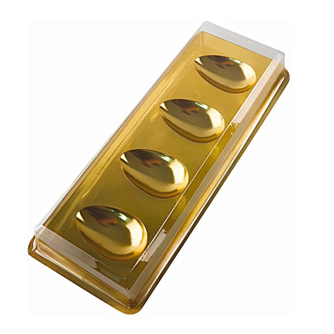 4 Cavities Clear/Gold Easter 50g Egg Shell Case w/ Lid (10 count) BWB