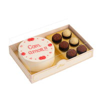 Thumbnail for Bento Cake and 6 Brigadeiros Packaging with Laminated Base and Clear Acetate Lid (10 pack) Docura