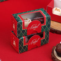 Thumbnail for 2 Cavities Christmas Brigadeiro Box with Clear Lid - Vintage Theme (10 Pack)