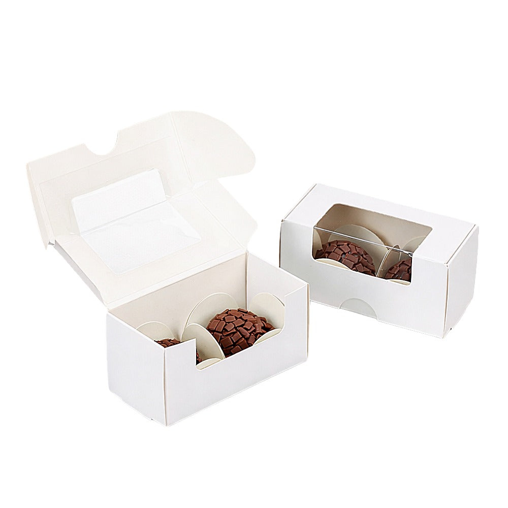 2 Cavities White Candy Box With Clear Window – Pack of 10 Units