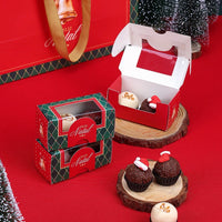 Thumbnail for 2 Cavities Christmas Brigadeiro Box with Clear Lid - Vintage Theme (10 Pack)