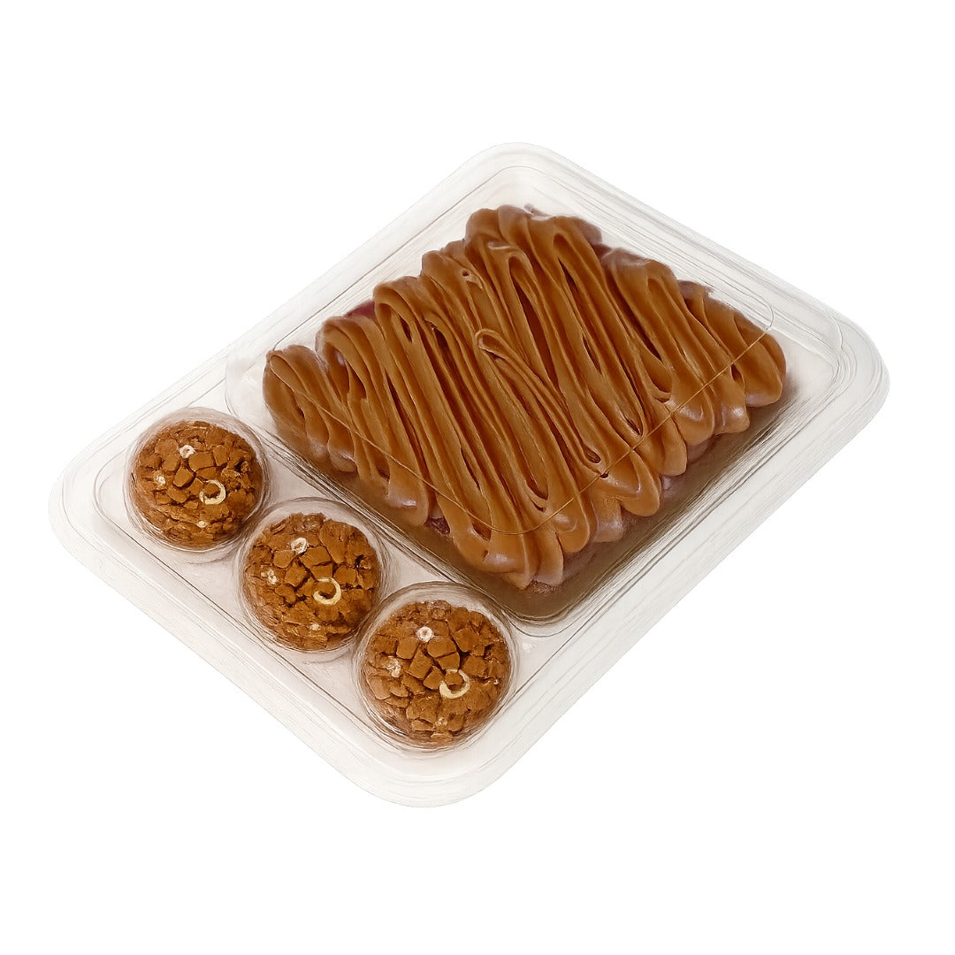 Container for Slice Cake and 3 candies (5-Pack) Clear