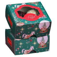 Thumbnail for 4 Cavities Christmas Brigadeiro Box with Clear Lid - Christmas Traditional Green Theme (10 Pack)