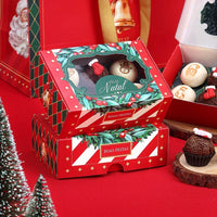 Thumbnail for 6 Cavities Christmas Brigadeiro Box with Clear Lid - Vintage Theme (10 pack)