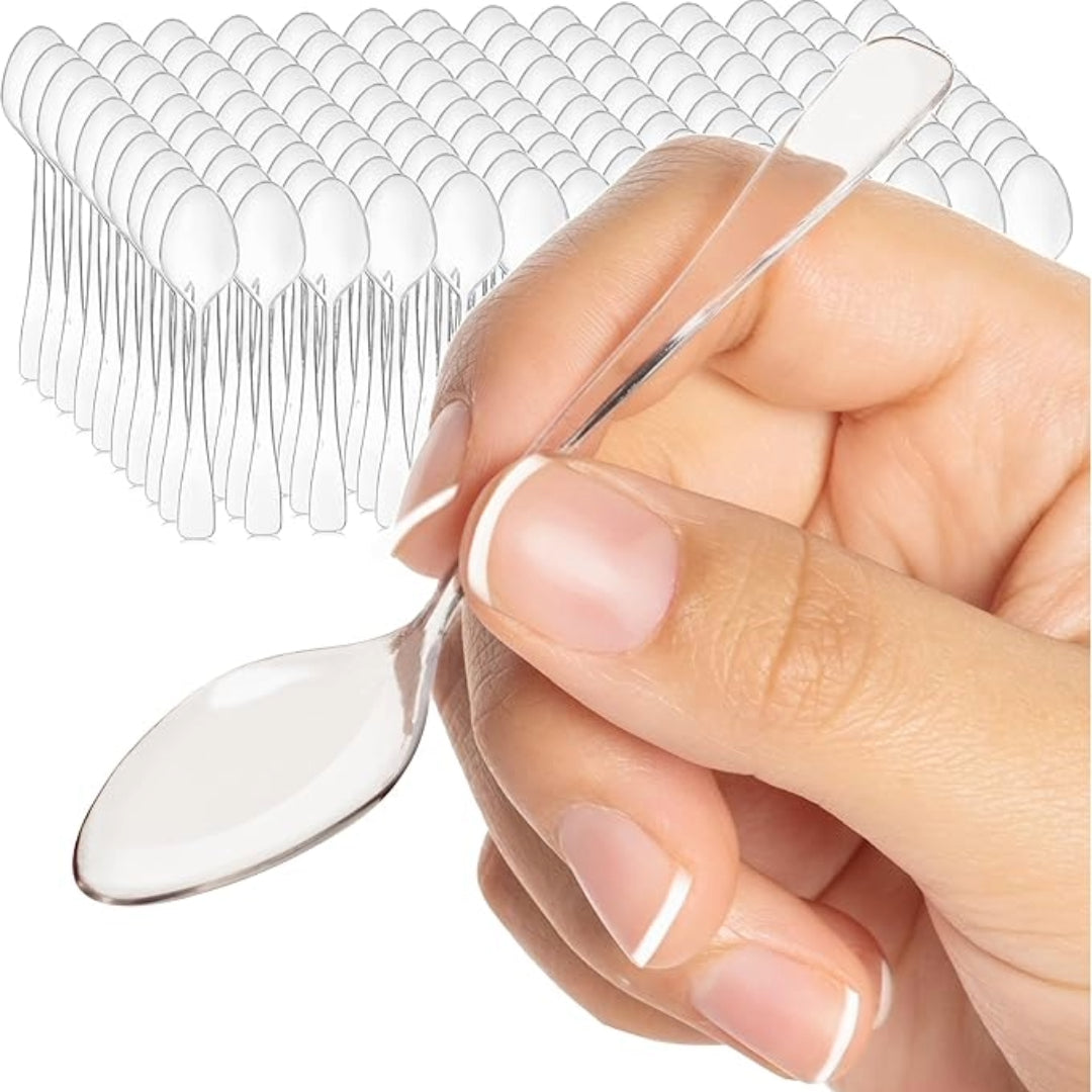 9.5cm Mini Clear Rigid Plastic Spoons - 50 Pack