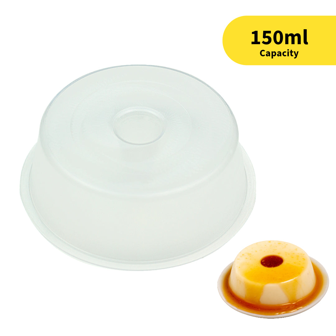 Molde pequeño de plástico para flan o pudín apto para horno con tapa (paquete de 10, 120 ml)