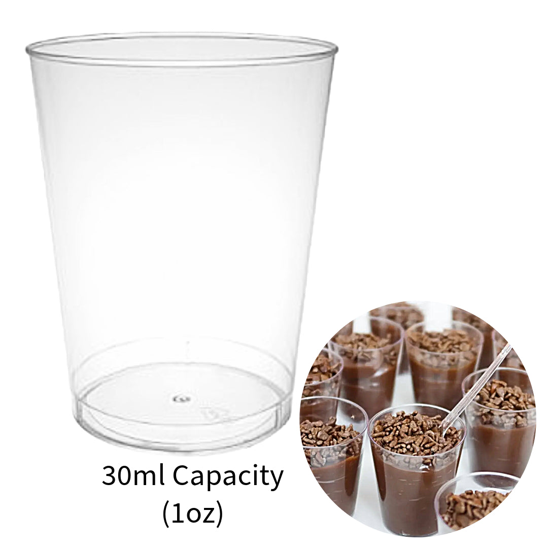 Mini Clear Rigid Plastic Dessert Cup 100 Pack (30ml Capacity)