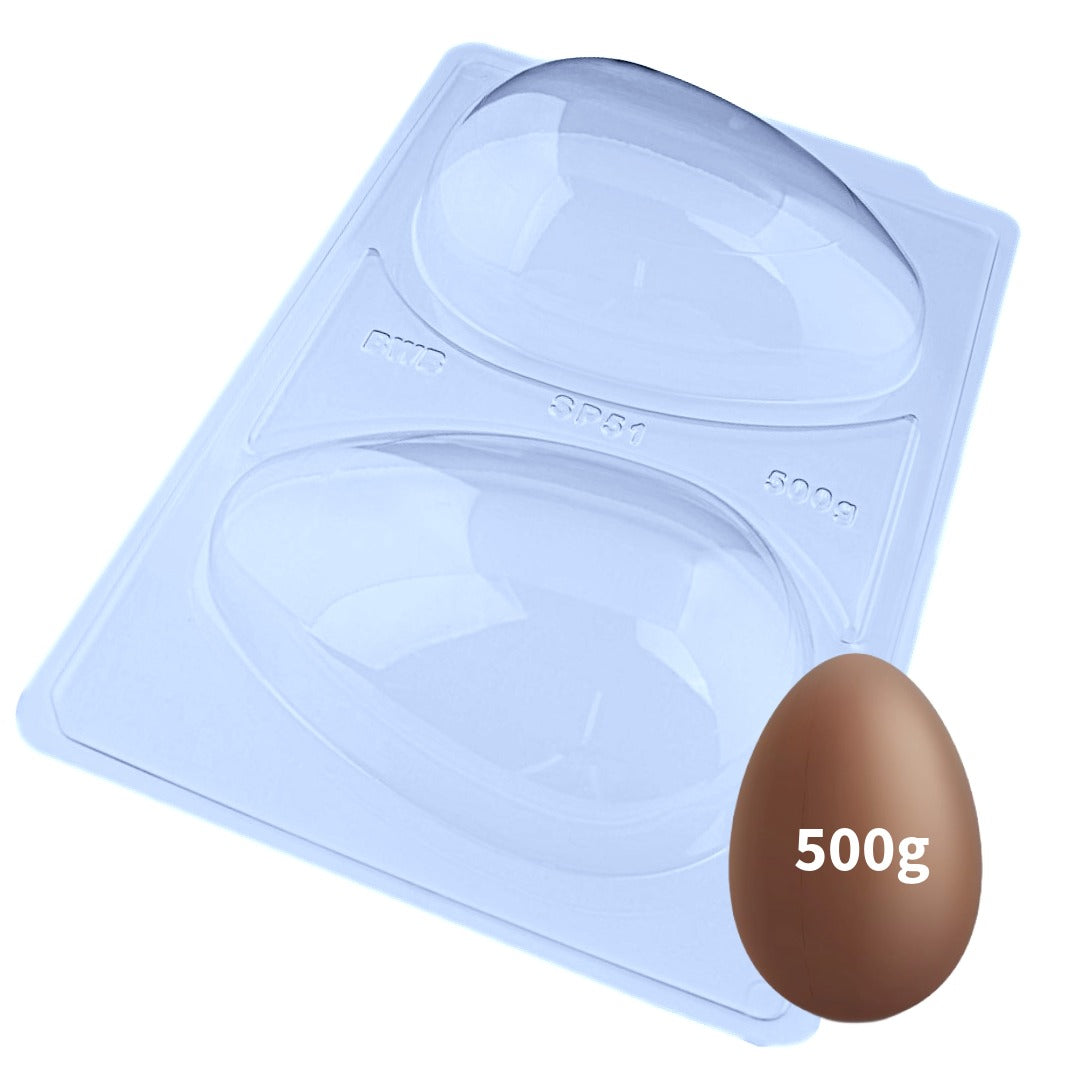 PRO Plain Easter Egg 3-Part Chocolate Mold 500g Shell (BWB)