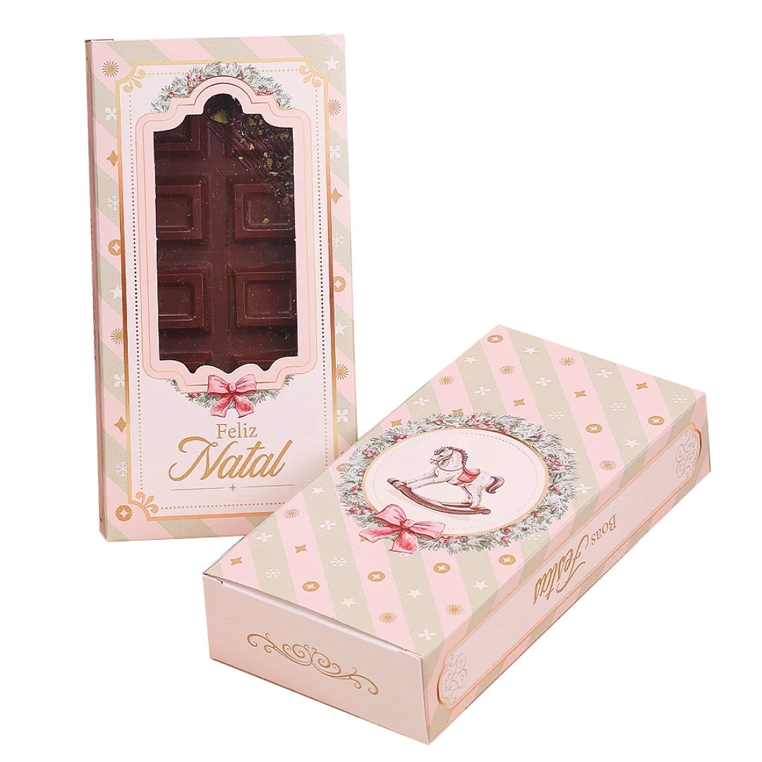 Chocolate Bar Box 300g with Window - Grace Theme | Elegant Christmas Packaging (Pack of 10)
