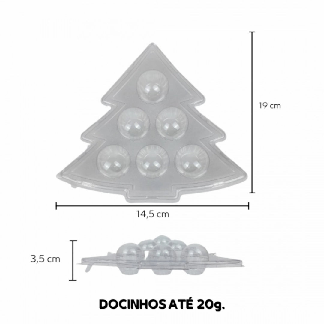 Caixa de doces de árvore de Natal transparente/vermelha com 6 cavidades (5 unidades)