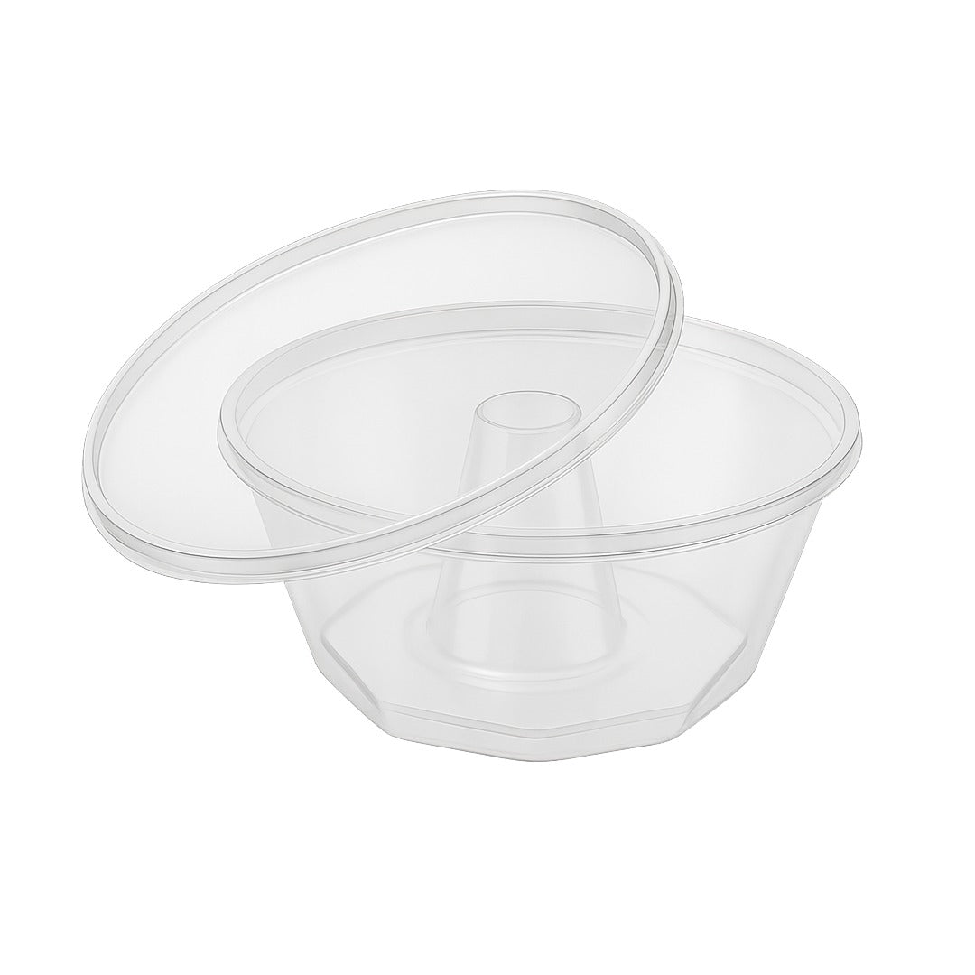 Molde Pequeño para Pudín/Flan de Plástico Apto para Horno con Tapa - Paquete de 10 (120 ml)