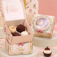 Thumbnail for 4 Cavities Christmas Brigadeiro Box with Clear Lid - Grace Theme (10 Pack)