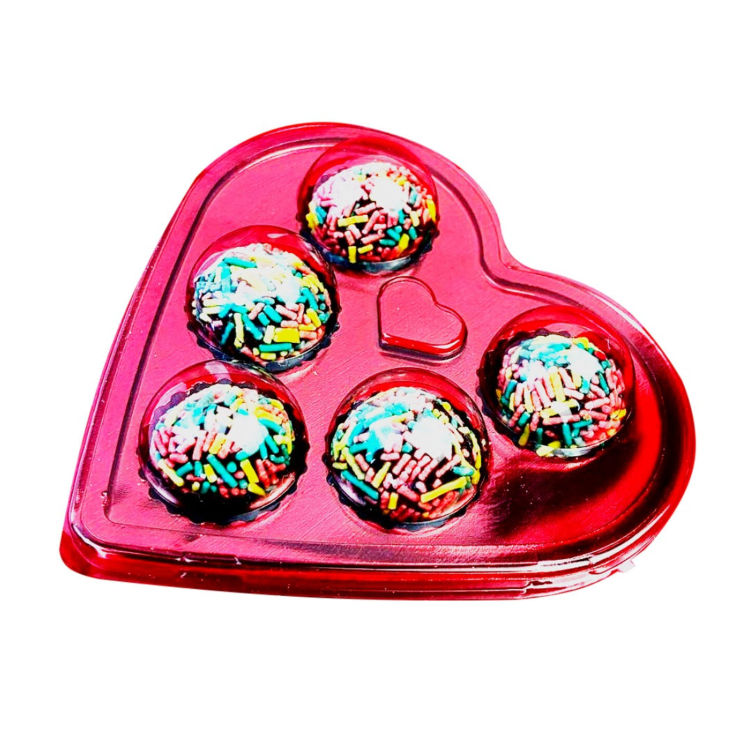 5 cavities Clear/Metallic Red Heart Candy case (5 count)