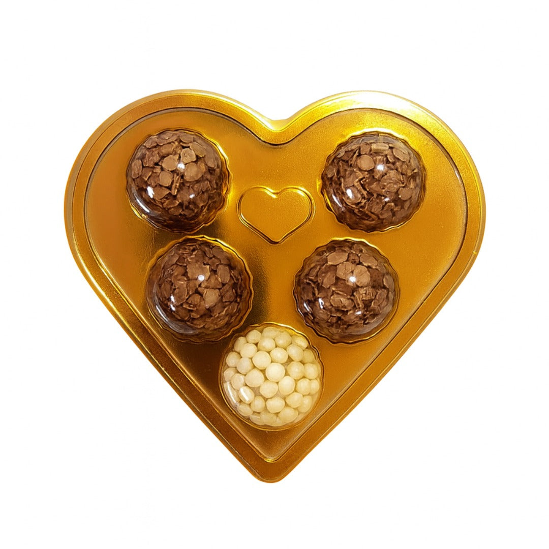 5 cavities Clear/Metallic Gold Heart Candy case (5 count)
