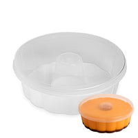Thumbnail for Oven Safe Plastic Extra Large Pudding/Flan Pan With Lid - 5 Pack (1.1L) FLOWER BLUESTAR