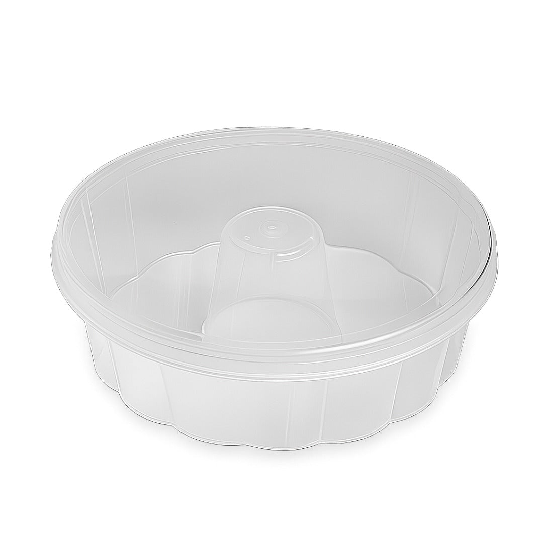 Oven Safe Plastic Extra Large Pudding/Flan Pan With Lid - 5 Pack (1.1L) FLOWER BLUESTAR