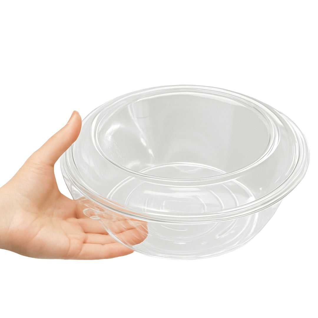 Ultra-Clear Plastic Dessert Bowl with Tamper-Evident Dome Lid (10-Pack) – 1.4L Capacity