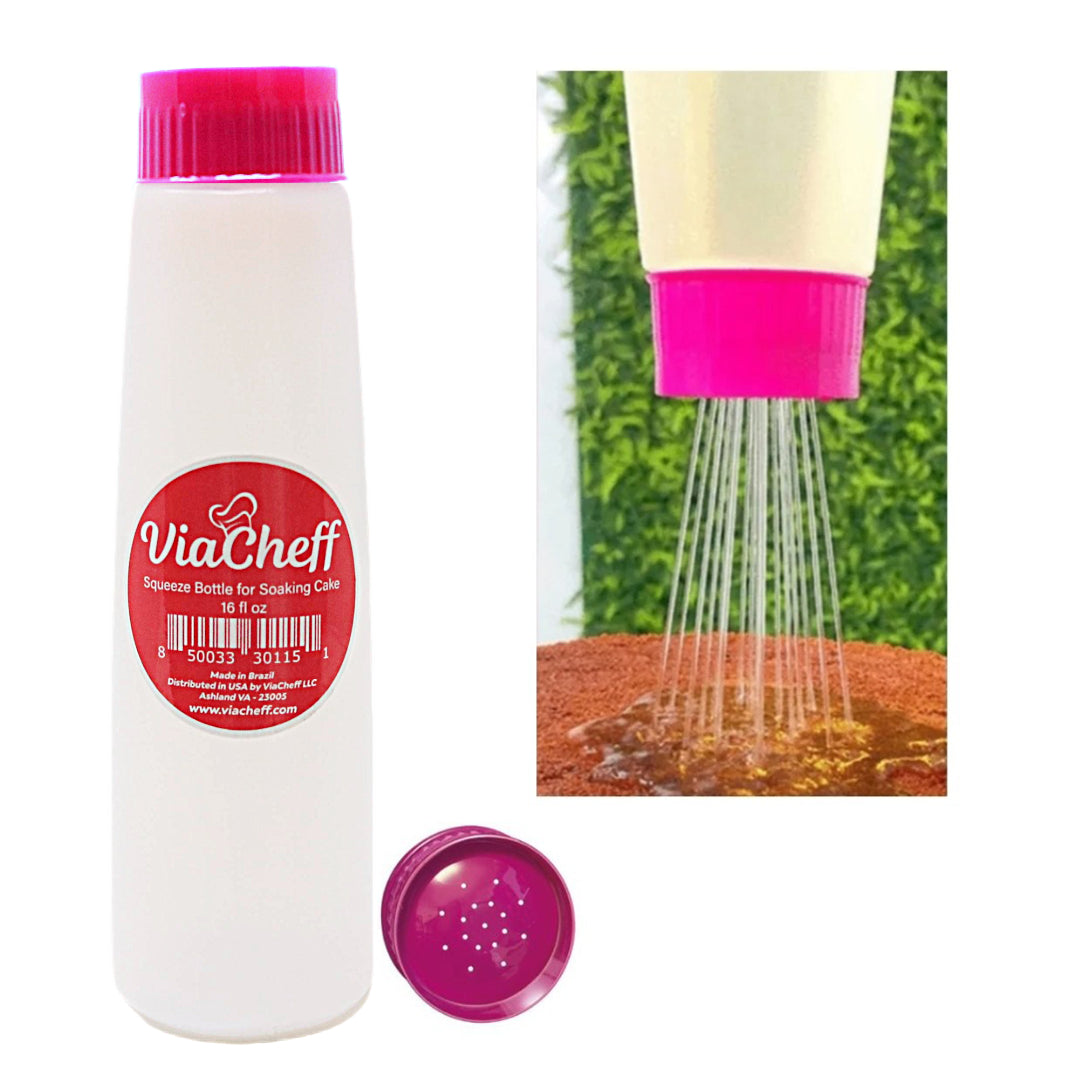 Plastic Bottle for Soaking Cake (16 fl oz) Pink Neon Lid