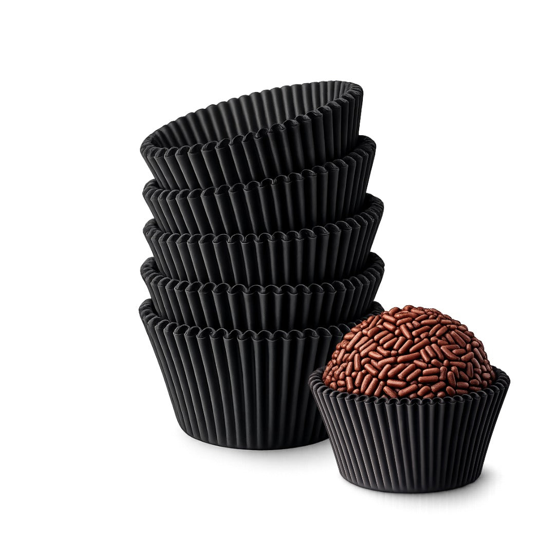 Premium Greaseproof Paper Candy Cups for Brigadeiros – BLACK