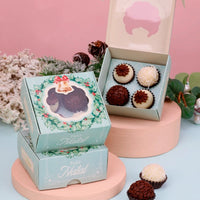 Thumbnail for 4 Cavities Christmas Brigadeiro Box with Clear Lid - Christmas Wreath Theme (10 Pack)