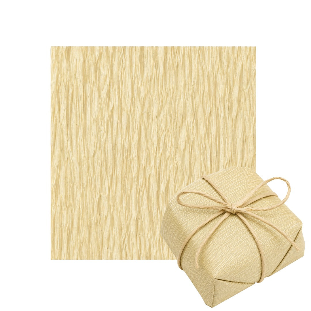 Folhas de Papel Crepom para Embrulho de Bem Casados 15cm x 15cm Champanhe (40 Folhas)