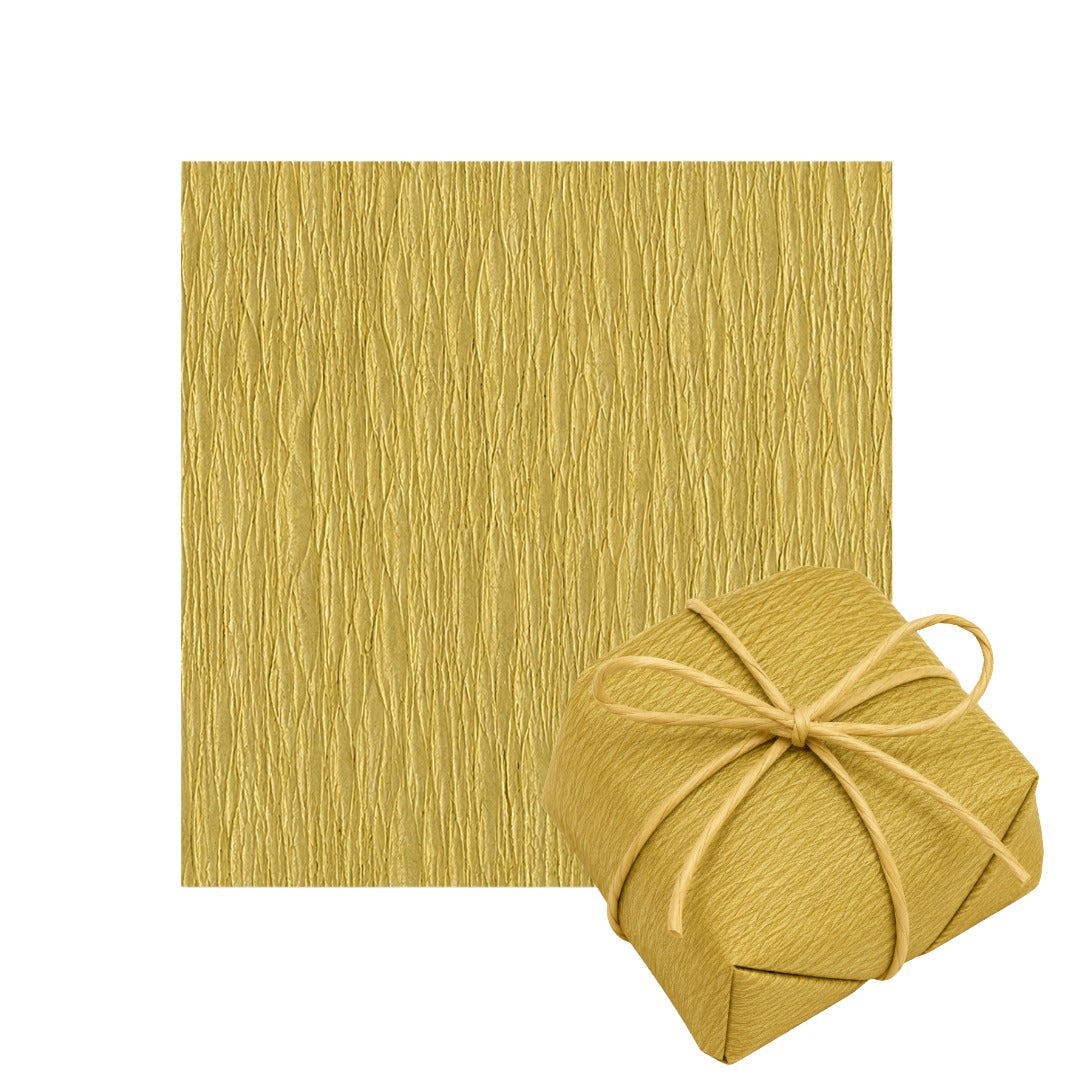 Folhas de Papel Crepom para Embrulho de Bem Casados 15cm x 15cm Dourado (40 Folhas)
