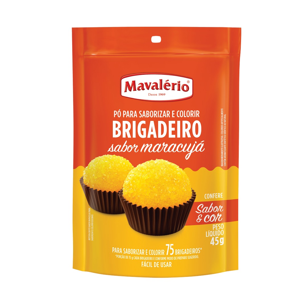 Mavalério Passion Fruit Brigadeiro Powder Mix – Flavoring & Coloring Powder for Brigadeiro – 45g (1.5oz)